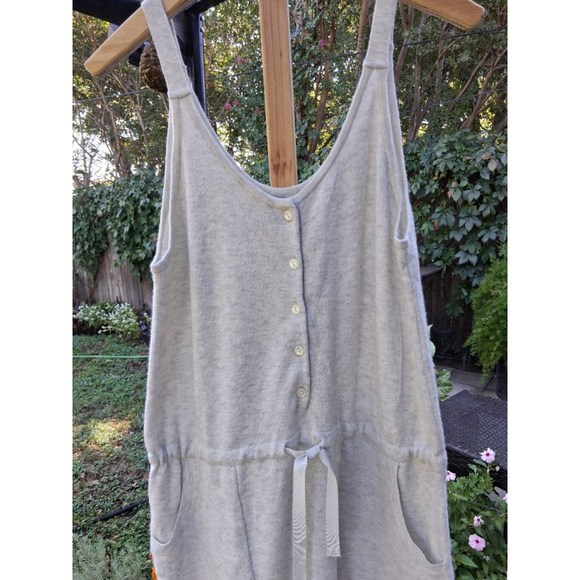 Aerie Light Gray Knit Button Front Drawstring Jumpsuit M New - Picture 2 of 13